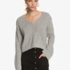 Roxy Do You Good VNeck Jumper In Heritage Heather (Sgrh) Sweater -Surf Wear Women Store HS1608759393