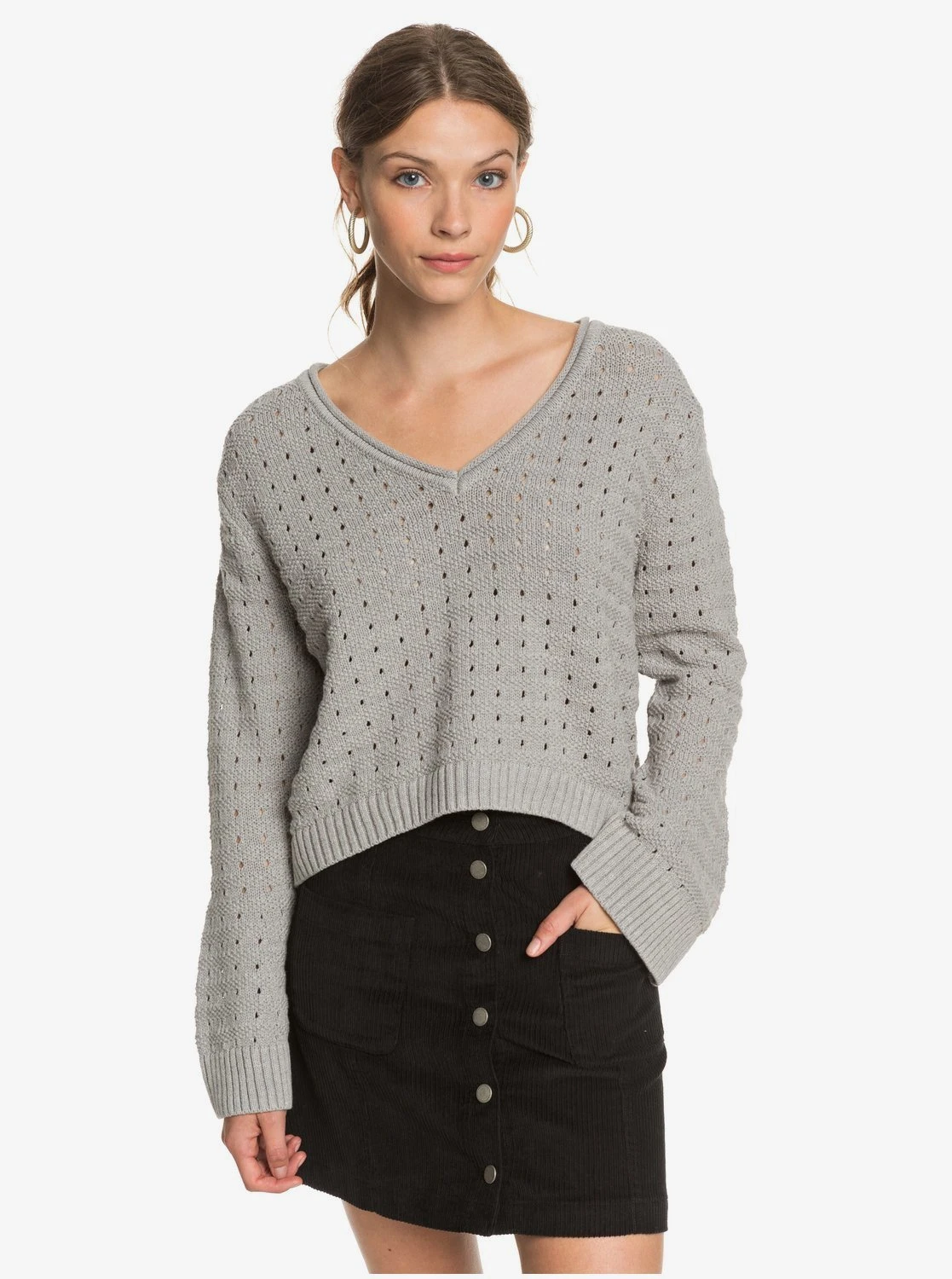 Roxy Do You Good VNeck Jumper In Heritage Heather (Sgrh) Sweater 3 Roxy Do You Good VNeck Jumper In Heritage Heather (Sgrh) Sweater