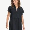 Roxy Beauty Truth Beach Shirt Dress In Anthracite (Kvj0) Dress -Surf Wear Women Store HS1611609972