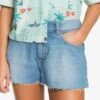 Roxy Kissing The Swell Denim In Blue Shorts -Surf Wear Women Store HS1614819460
