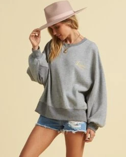 Billabong Salty Blonde Vacation Mode In Grey Sweatshirt