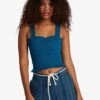 Roxy Sunday Mind Smocked Strappy In Corsair (Brr0) Tank Top -Surf Wear Women Store HS1616105920