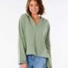 Rip Curl Organic Fleece Hood In Green Sweatshirt -Surf Wear Women Store HS1616459726