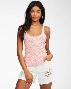Billabong Little Love Knit In Guava Tank Top