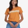 Roxy Retro Hibiscus Stripe In Golden Ochre Shirt 1 Roxy Retro Hibiscus Stripe In Golden Ochre Shirt -Surf Wear Women Store HS1617918705