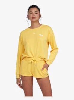 Roxy Check Out Sweat Shorts In Banana Cream Shorts