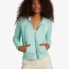 Roxy Easy Evening B Zip-Up In Green Sweatshirt -Surf Wear Women Store HS1618871233